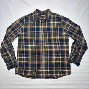 Eddie Bauer Brown Plaid Flannel Long Sleeve Button Shirt Outdoor Casual Mens Med